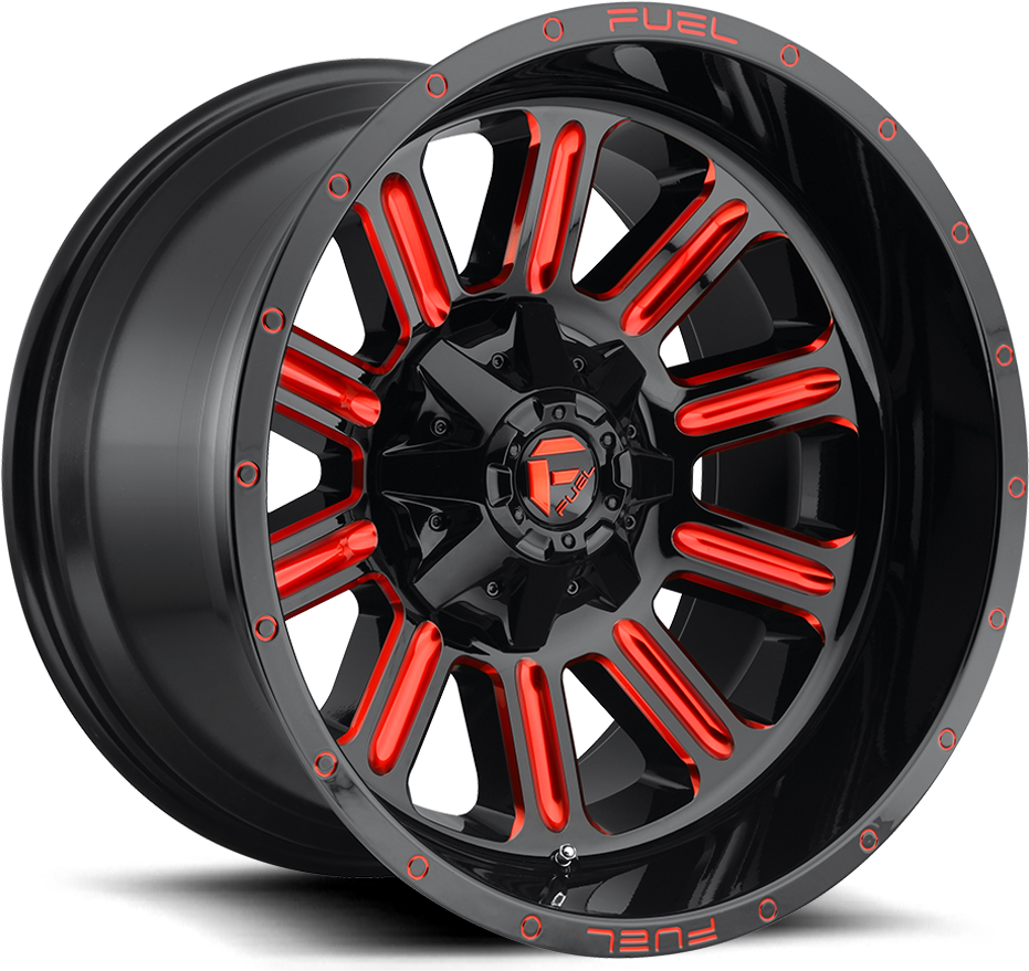 Hardline - D621 - Jeep Wrangler With Fuel Red Hardline Wheels (1000x1000), Png Download