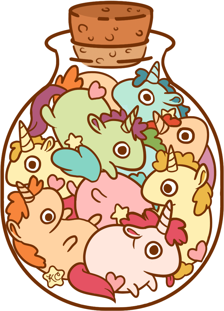 'bottle Of Unicorns' By Katie Crumpton - Bottle Of Unicorns Sticker (1080x1080), Png Download