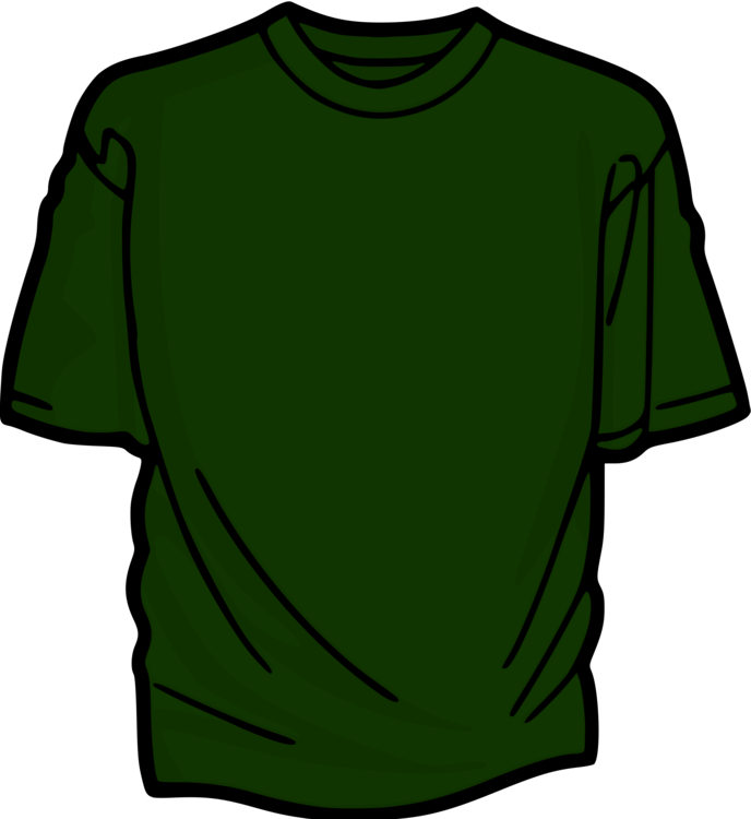 T-shirt Drawing Sleeve Clothing Free Commercial Clipart - Dark Green T Shirt Template (688x750), Png Download