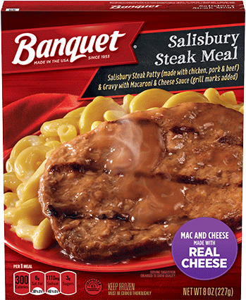 Salisbury Steak Meal With Mac And Cheese - Mac Cheese And Steak (500x500), Png Download