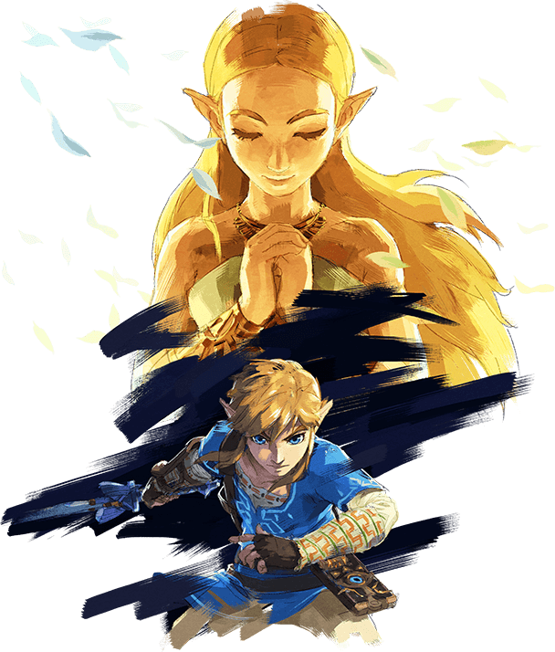 Nintendo Switch Official Site - Breath Of The Wild Zelda Art (608x714), Png Download