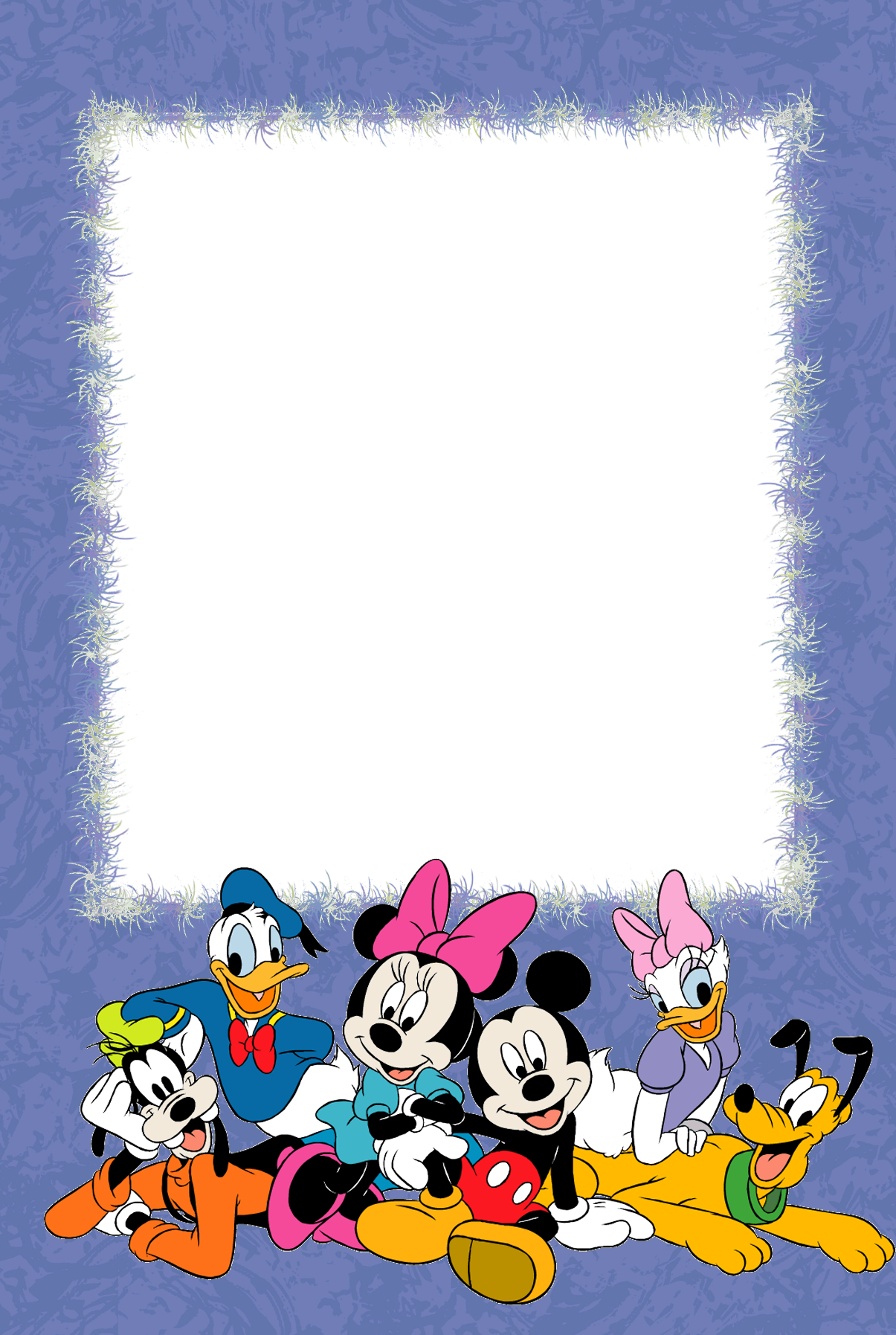 Purple Png Kids Photo Frame With With Disney Characters - Hojas Decoradas De Disney (403x600), Png Download