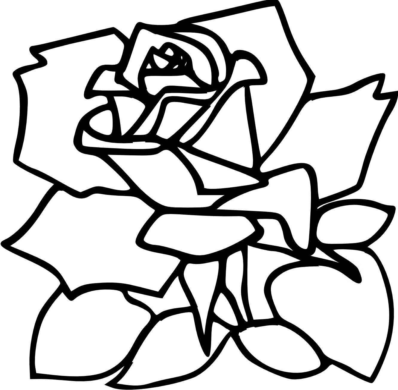 Rose Drawings Black And White - Rose Clip Art (1331x1303), Png Download
