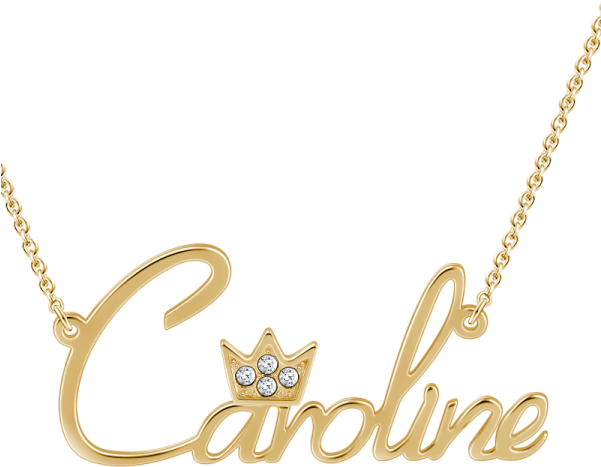 Personalized Name Necklace Silver Crown With Swarovski (600x600), Png Download