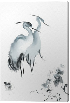 Elegant Birds Framed Painting Print Size: 61 X 91cm (400x400), Png Download