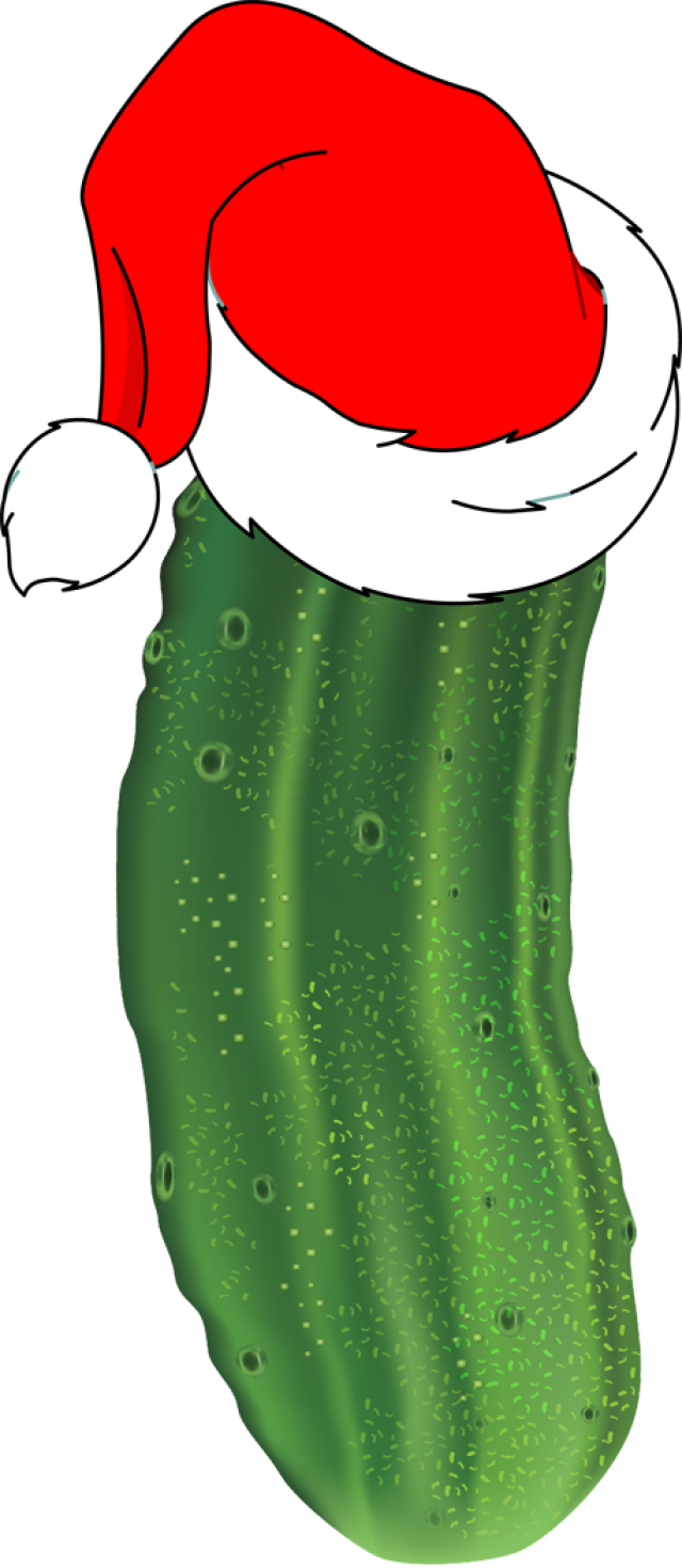 Christmas Pickle Clipart Banner Freeuse Download - Christmas Pickle With Hat (640x1470), Png Download