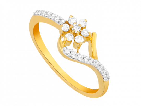 Floral Sparkle Diamond And Gold Ring - Ring (540x405), Png Download