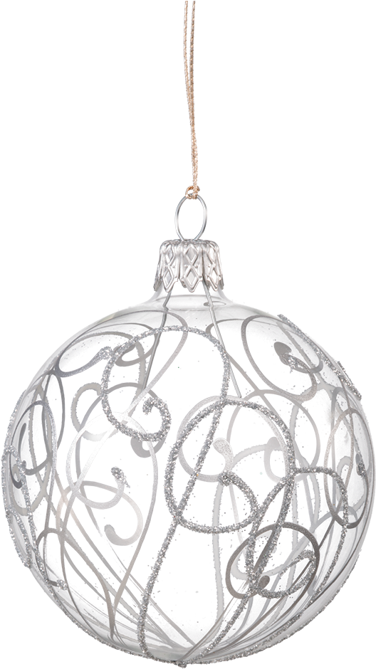 Christmas Ball Ornament With Silver Decor - Silver Christmas Balls Png (1000x1000), Png Download