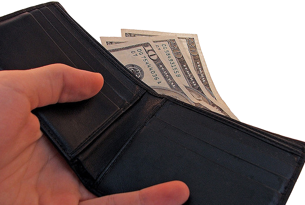 Hand Wallet Money - Open Wallet (603x405), Png Download