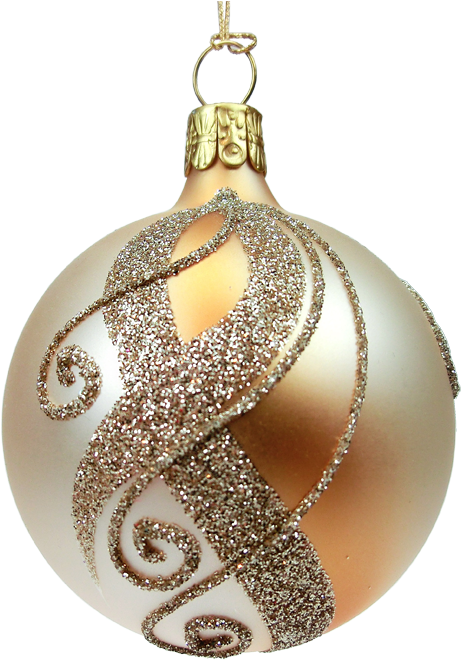 Christmas Ball Ornament Gold With Goldglitter, 6 Cm - Gold Mit Verzierung (664x700), Png Download