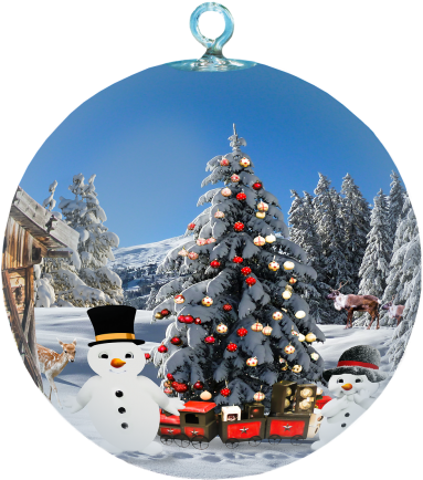 Christmas,christmas Decoration,christmas Ornament,christmas - Weihnachtswinter-schneemann-szene Rundes Keramik Ornament (500x500), Png Download