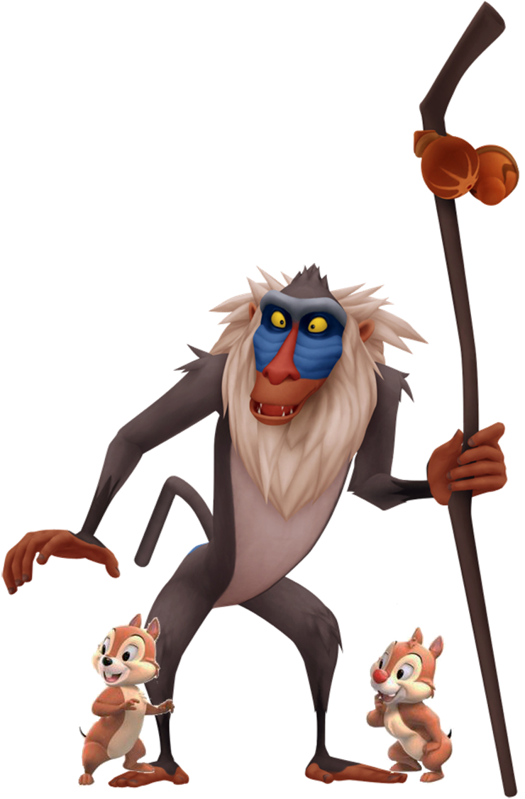 The Logging Animals - Timon Pumbaa Simba Kingdom Hearts (740x1127), Png Download