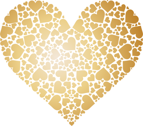 Explore Gold Heart, Valentines Day, And More - Golden Hearts Clipart (500x440), Png Download