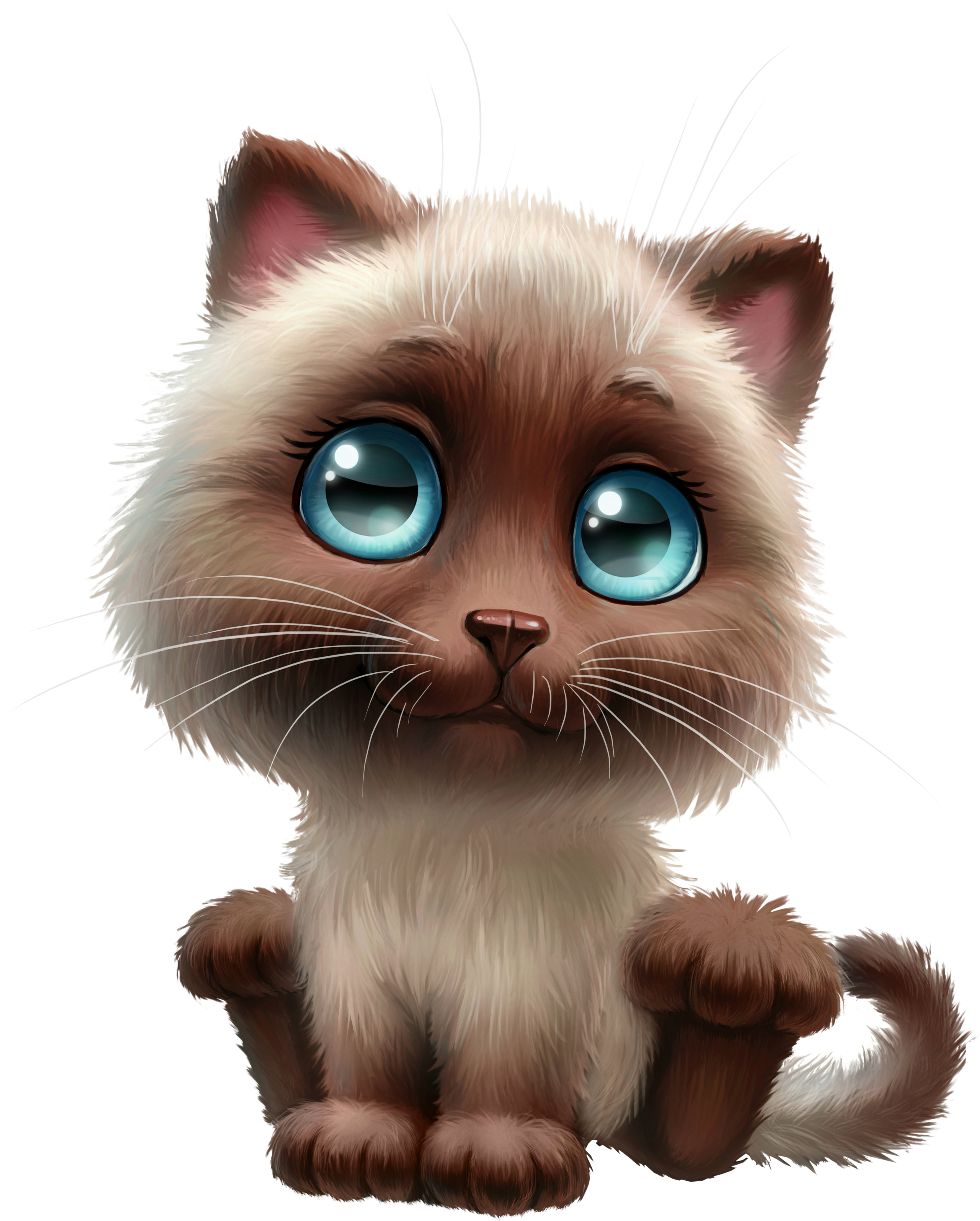 Anime Clipart Cute Cat - Siamese Cat Clipart (3156x3933), Png Download