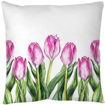 Watercolor Pink Tulip Flower Nature Border Frame Throw - Tulip (400x400), Png Download