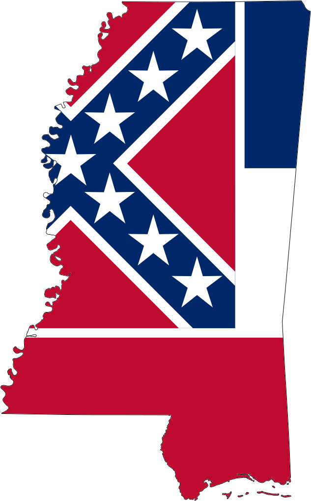 Flag-map Of Mississippi - Mississippi Outline With Flag (477x768), Png Download