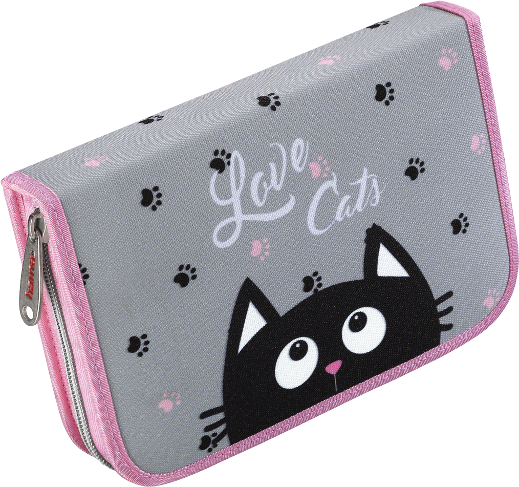 Hama Pencil Case Funny Cat - Case Hama 139124/dino - Black (1100x1100), Png Download
