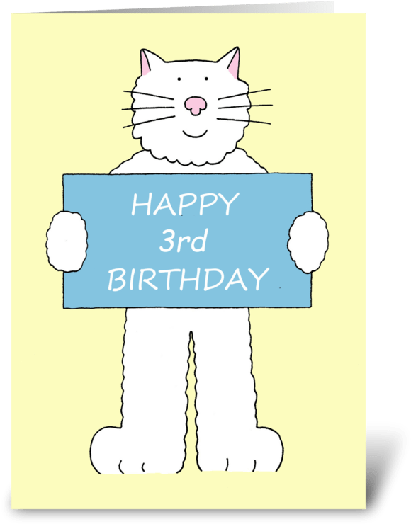 Happy 7th Birthday Cute Cat - Happy Birthday Grandson Fluffy White Cat . Card (350x396), Png Download