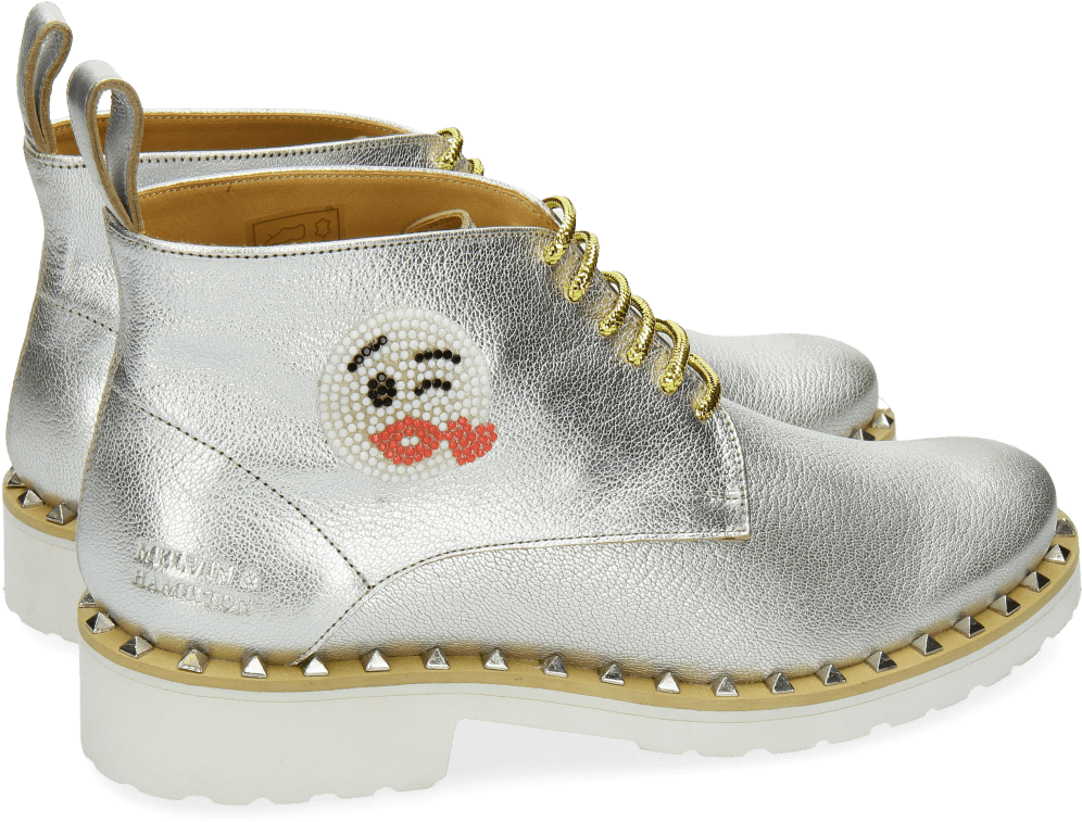 Ankle Boots Bonny 9 Cherso White Silver Emoji Kiss (1024x1024), Png Download