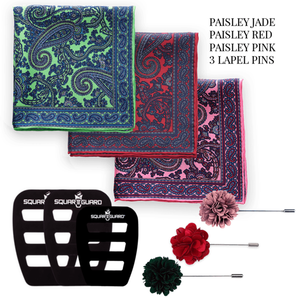 Paisley Jade, Paisley Red, Paisley Pink & 3 Lapel Pins (600x600), Png Download