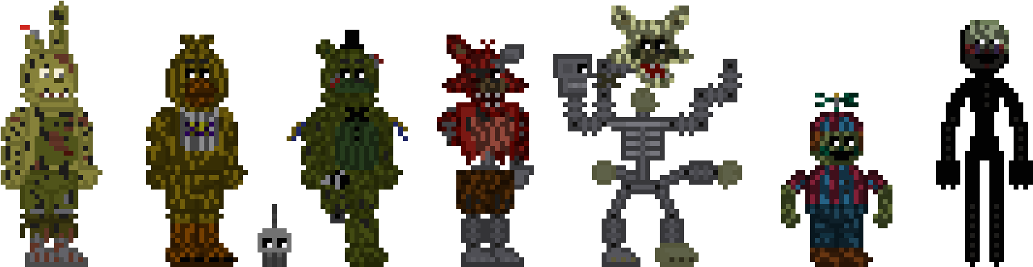 Fnaf 3 Stylized Sprites (1540x385), Png Download