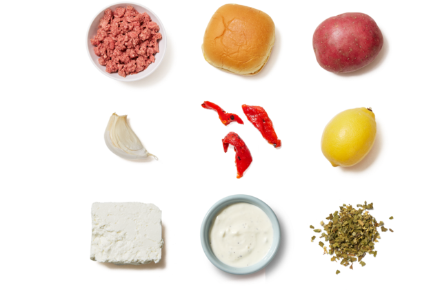 Greek Style Feta Burgers With Tzatziki & Lemon Oregano (700x477), Png Download