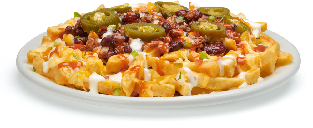 Patatas Fritas Con Mix De Queso, Chili Con Carne, Salsa (1000x495), Png Download