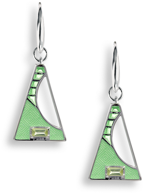 Nicole Barr Designs Sterling Silver Triangle Wire Earrings-green (800x800), Png Download