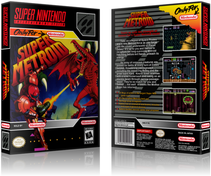 Super Metroid Replacement Nintendo Snes Game Case Or (900x650), Png Download