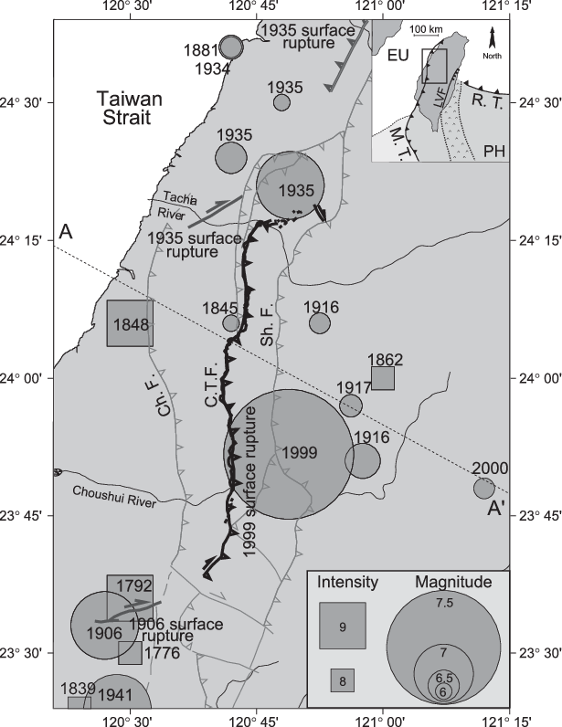 Large Historic Earthquakes In Central Taiwan, 1776 (615x796), Png Download