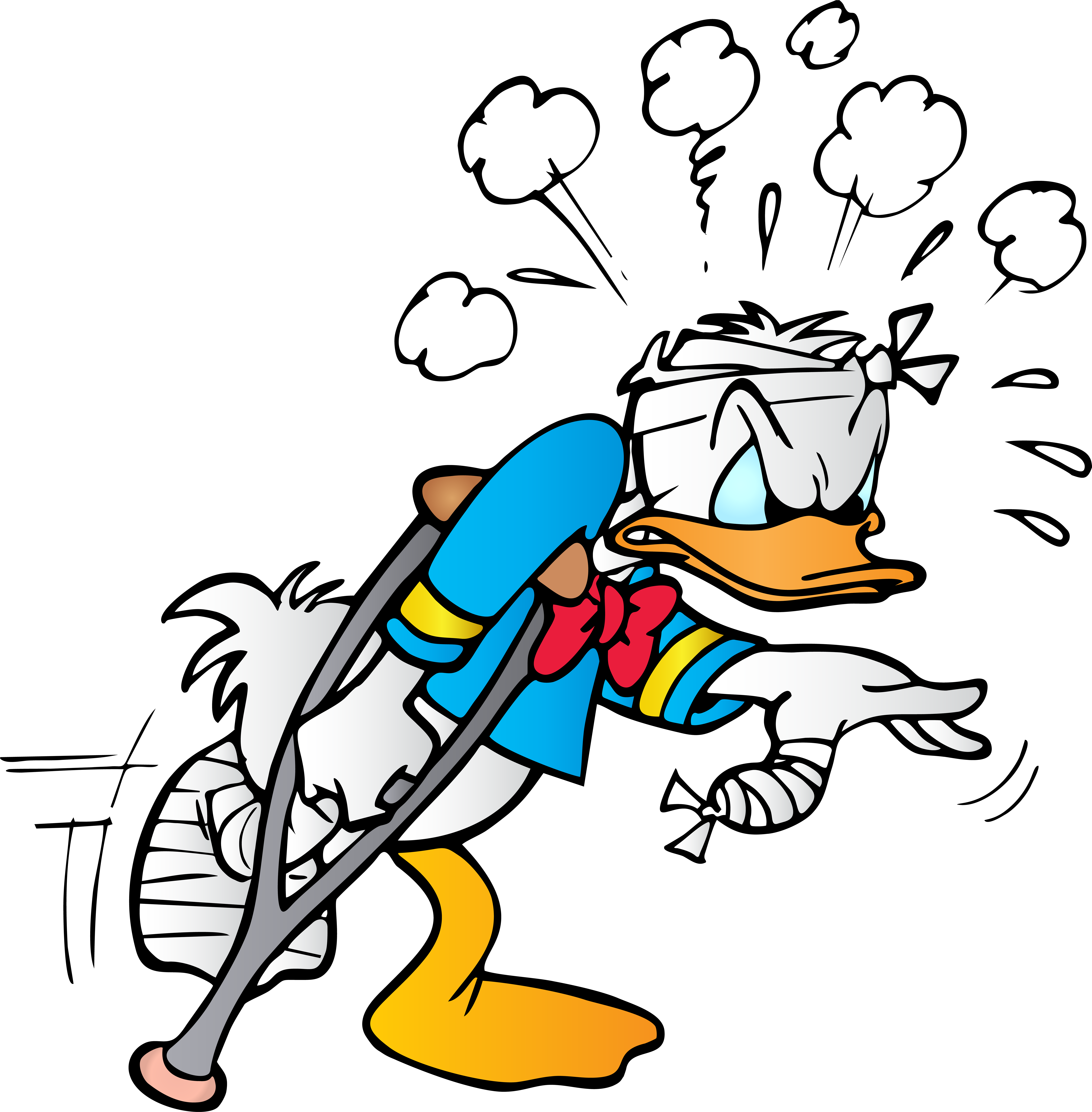 Donald Duck With Crutch Free Png Clip Art Image (7859x8000), Png Download