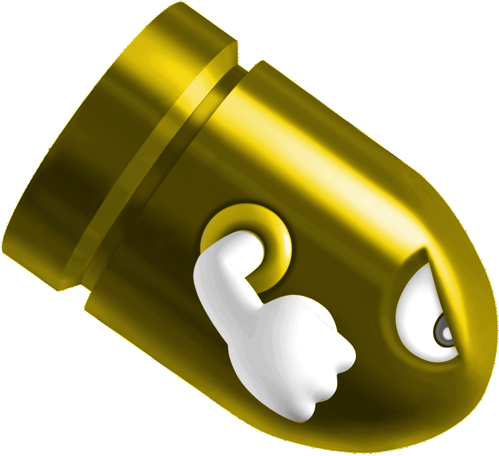 Bombshell Bill - Png - Mario Bullet Bill Gold (993x906), Png Download