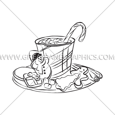 Christmas Hot Chocolate - Line Art (385x385), Png Download