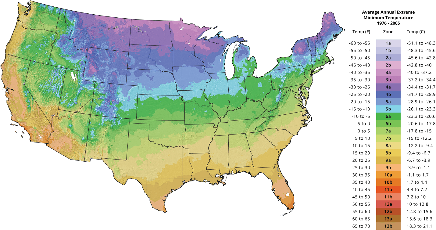 Usda Plant Hardiness Zone Map - Usa Plant Hardiness Zones (1440x800), Png Download