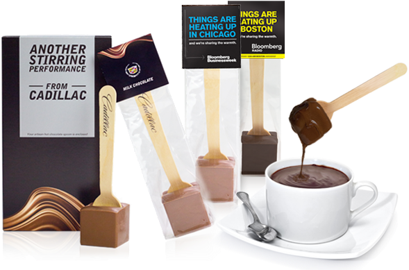 Hot Chocolate On A Spoon - Hot Chocolate On A Stick With Header Card - Chocomize (590x410), Png Download