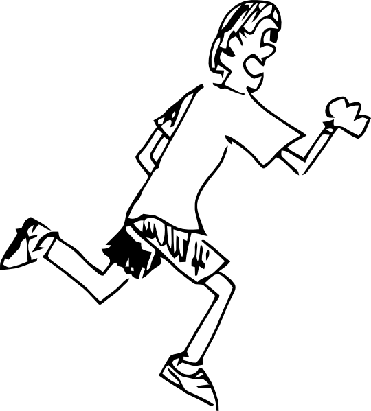 People Running Clip Art Black And White - Sketsa Gambar Orang Lari (540x599), Png Download