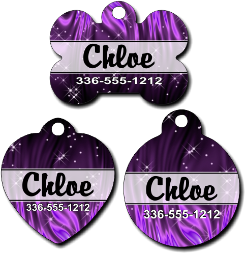Personalized Purple Sparkles Pet Tag For Dogs And Cats - Dog (500x500), Png Download