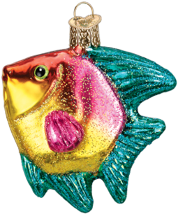 Tropical Angel Fish - Old World Christmas Glass Blown Yellow Angel Fish Ornament (480x480), Png Download