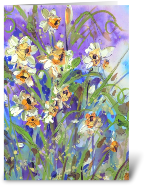 Daffodils Greeting Card - Greeting Card (350x396), Png Download