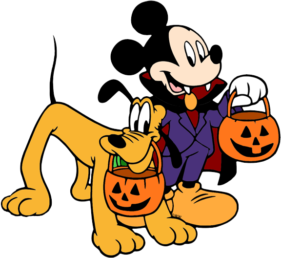 Witch Clipart Mickey Mouse - Mickey And Pluto Halloween (585x539), Png Download