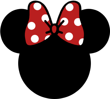 Minnie Red Polka Dot Bow - Minnie Mouse Head (472x425), Png Download