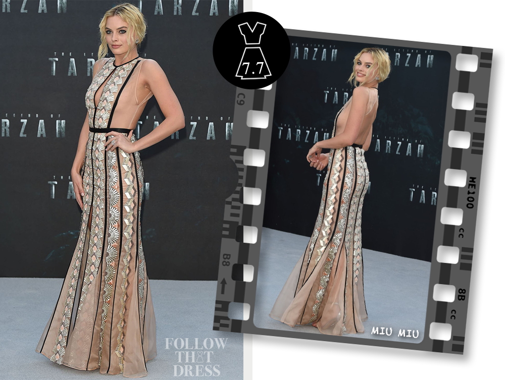 Margot Robbie In Miu Miu - Follow That Dress (1000x753), Png Download