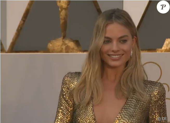 Margot Robbie Aux Oscars - Blond (950x473), Png Download