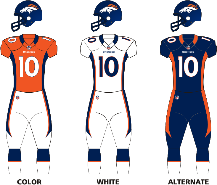 Broncos Uniforms - Denver Broncos Uniform (1100x656), Png Download