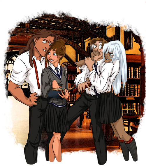 Disney, Tarzan, And Hogwarts Image - Disney Princess Harry Potter (500x648), Png Download