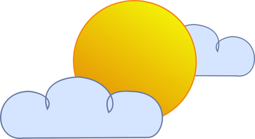 Blue And Yellow Symbol For Partly Cloudy Sky Vector - Partially Cloudy Sky Clipart (500x273), Png Download