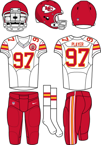 Kansas City Chiefs - Kansas City Chiefs Road Uniforms (348x500), Png Download