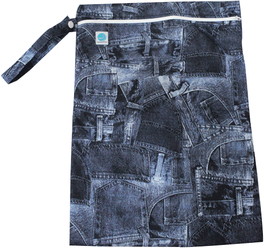Wet Bag - Patterned Cloth Nappy Wet Bag (medium, Denim) (640x640), Png Download