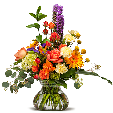 Shimmering Papaya Flower Arrangement - Fall Flower Arrangement Png (368x460), Png Download
