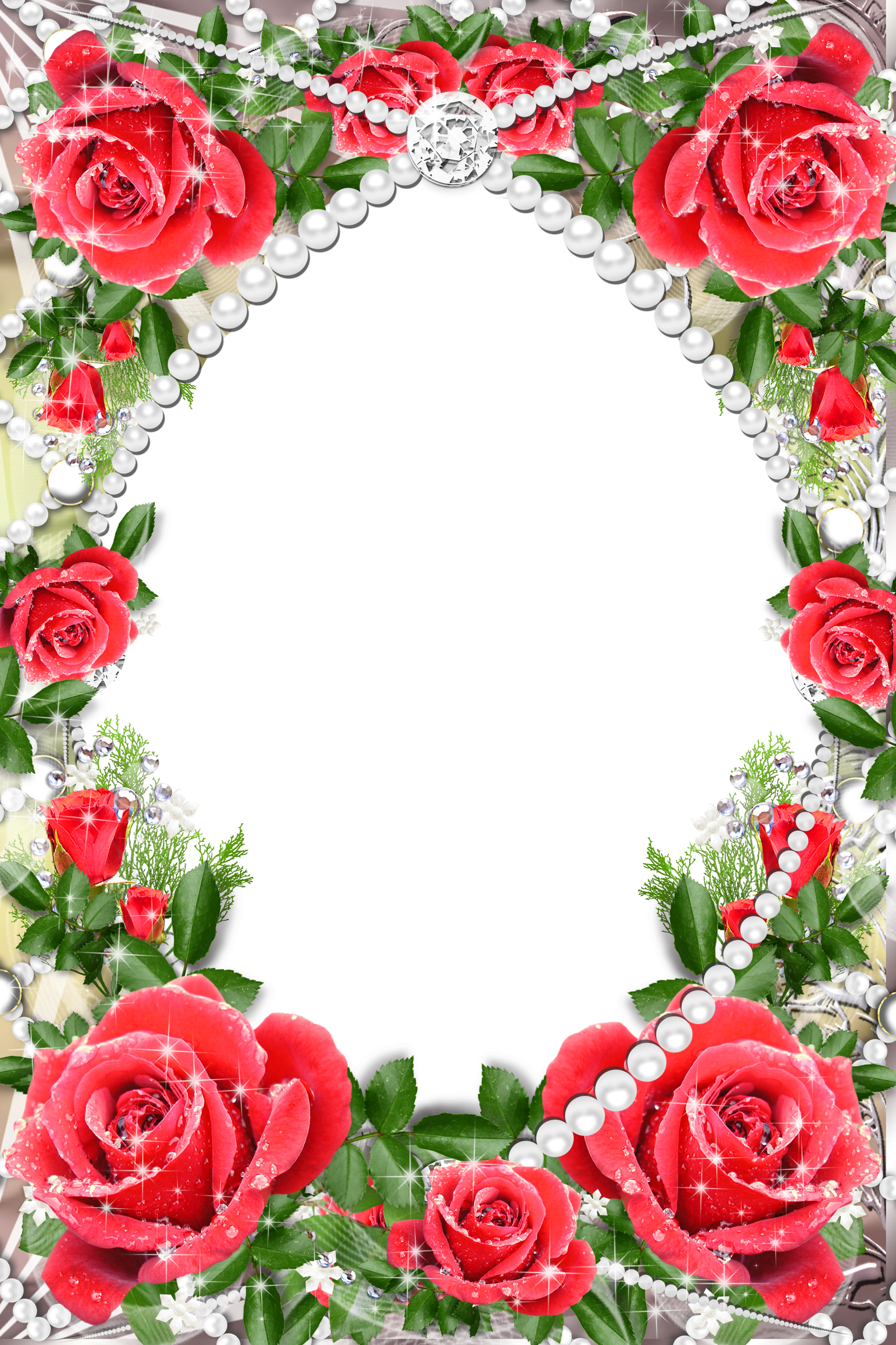 Transparent Delicate Frame With Red Roses Gallery Yopriceville (2362x3543), Png Download